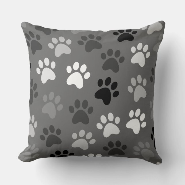 Monochrome Paw Print Design Kissen (Vorderseite)