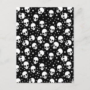 Monochrome Polka Dot Skull Feiertagspostkarte