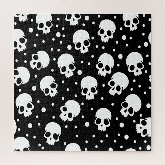 Monochrome Polka Dot Skull Puzzle (Vertikal)