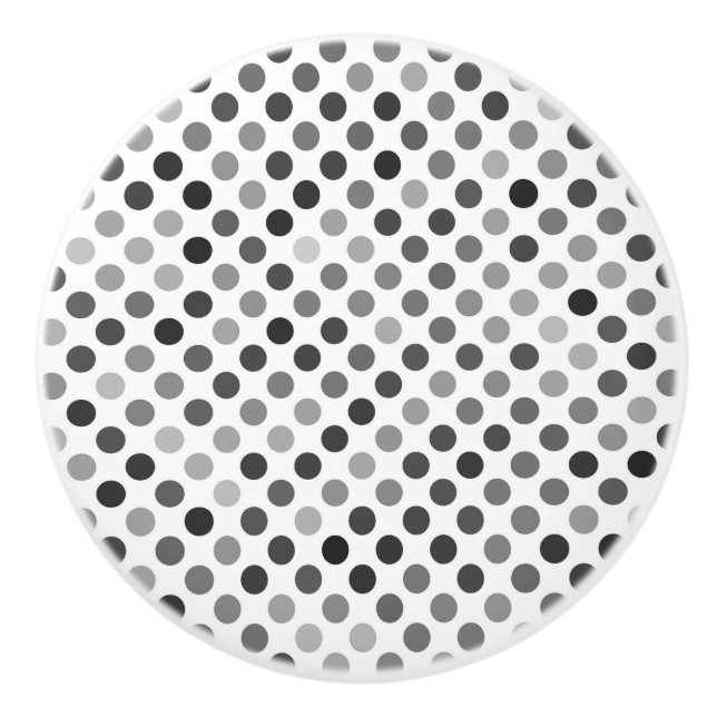 Monochrome Polka-Dottern-Muster (Schwarz-Weiß-Punk Keramikknauf (Vorderseite)