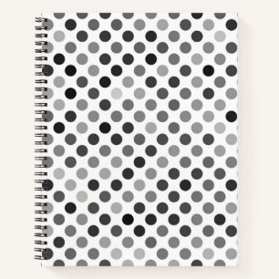 Monochrome Polka-Dottern-Muster (Schwarz-Weiß-Punk Notizbuch
