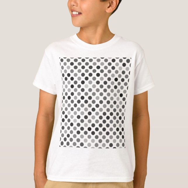 Monochrome Polka-Dottern-Muster (Schwarz-Weiß-Punk T-Shirt (Vorderseite)
