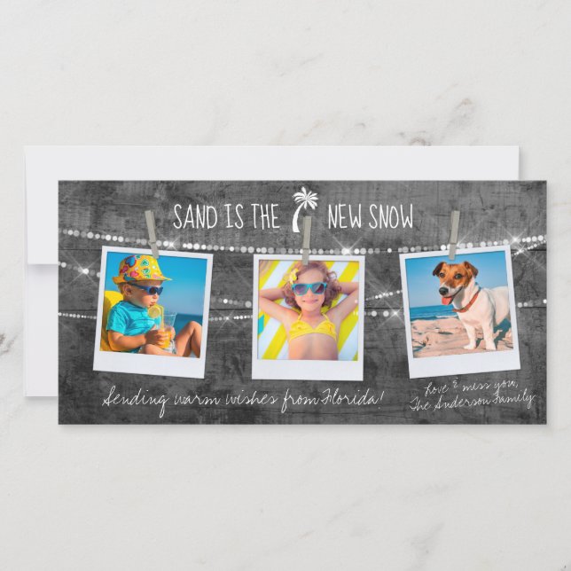 Monochrome Pop Florida Holiday 3-Foto-Karte (Vorderseite)