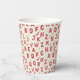 Monochrome Red Alphabet Pappbecher