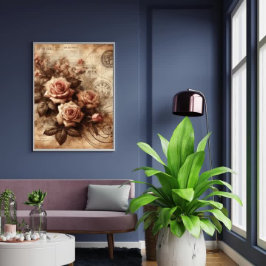 Monochrome Rose Elegante Schwarz-Weiß-Kunst Poster