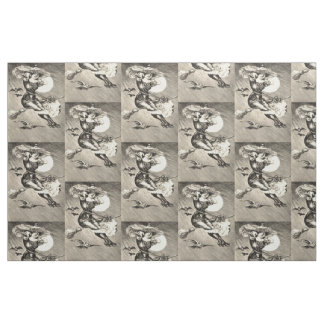 Monochrome Rotzunge Vollmond Bat Broom Stoff