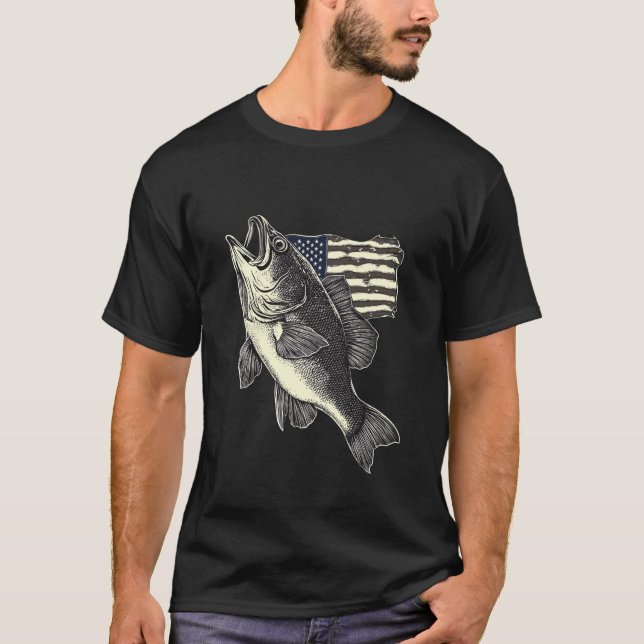 Monochrome rustikale Fischerei unter amerikanische T-Shirt (Vorderseite)