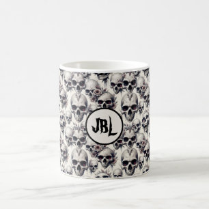Monochrome Schädel Kaffeetasse