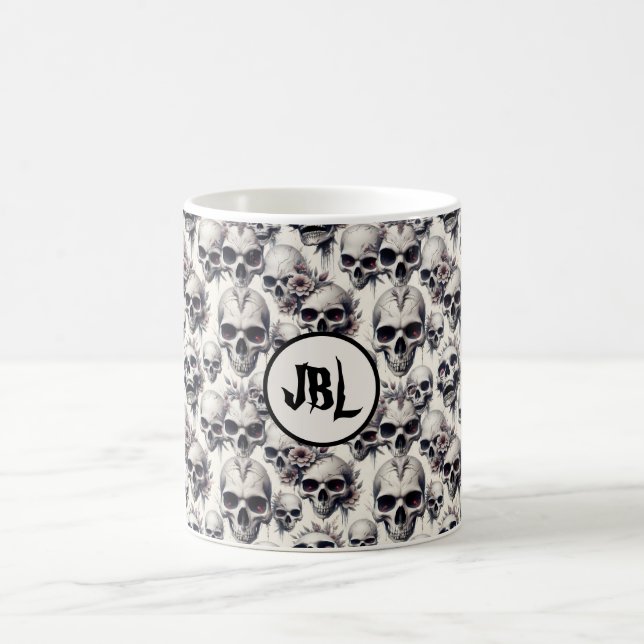 Monochrome Schädel Kaffeetasse (Mittel)
