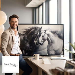 Monochrome Schwarz-Weiß-Pferde Große Wandkunst Leinwanddruck