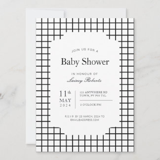 Monochrome Schwarz-weiß Square Geometric Kariert Einladung