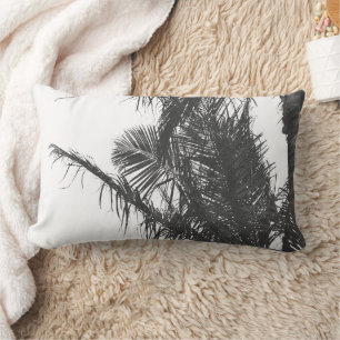Monochrome Schwarz-weiße Palm Tree-Blätter Lendenkissen