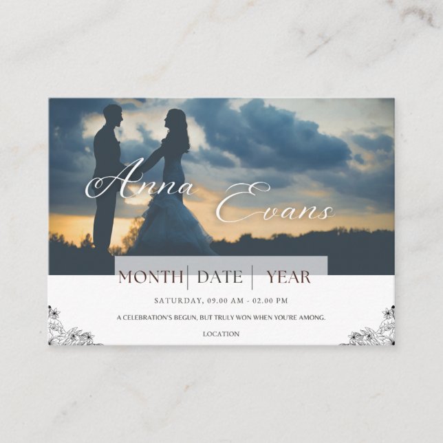 Monochrome Sentiment Wedding Invitation Card Begleitkarte (Vorderseite)