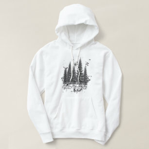 Monochrome Shadows: 3D Winter Wonderland Graffiti Hoodie
