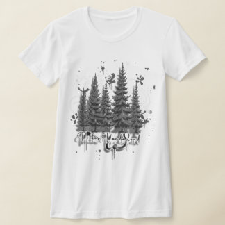 Monochrome Shadows: 3D Winter Wonderland Graffiti T-Shirt