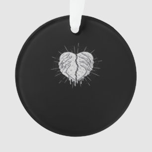 Monochrome Skeletthand mit Herz-Klassik Ornament