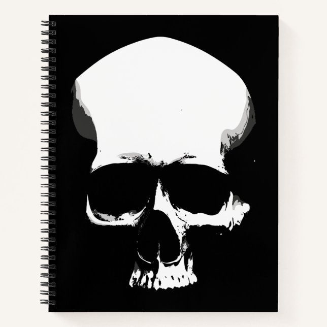 Monochrome Skull Art Notizbuch (Vorderseite)