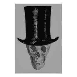 Monochrome Skull Top Hat Fotodruck