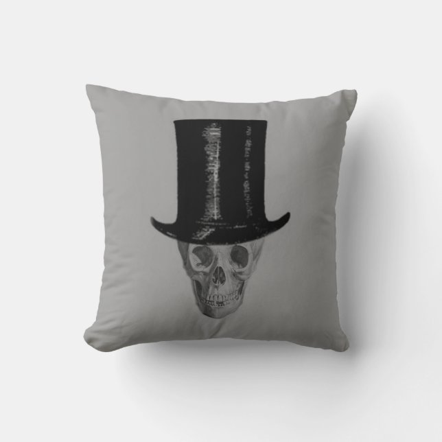 Monochrome Skull Top Hat Kissen (Vorderseite)