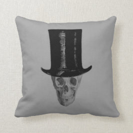 Monochrome Skull Top Hat Kissen