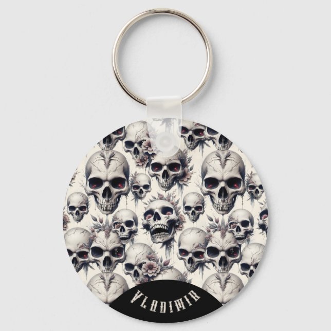 Monochrome Skulls Schlüsselanhänger (Vorderseite)