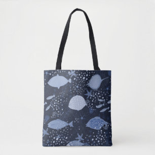 Monochrome sleeping fishes, dark pattern.