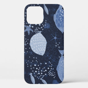 Monochrome sleeping fishes, dark pattern. Case-Mate iPhone hülle