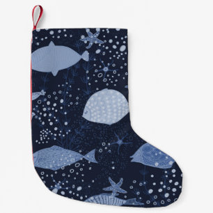 Monochrome sleeping fishes, dark pattern. kleiner weihnachtsstrumpf