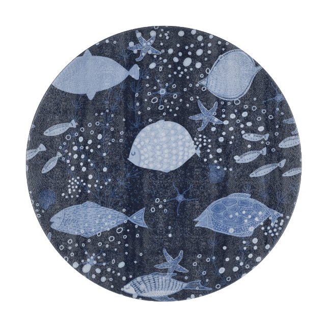 Monochrome sleeping fishes, dark pattern. schneidebrett (Vorderseite)