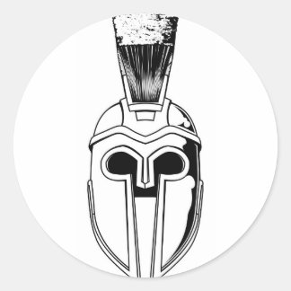 Monochrome Spartan-Helm-Abbildung Runder Aufkleber