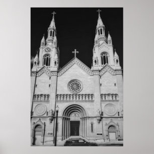 Monochrome St. Peter und Paul Church San Francisco Poster