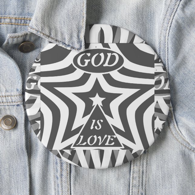 Monochrome Stern "Gott ist Liebe" -  Schwarz & Wei Button (Beispiel)