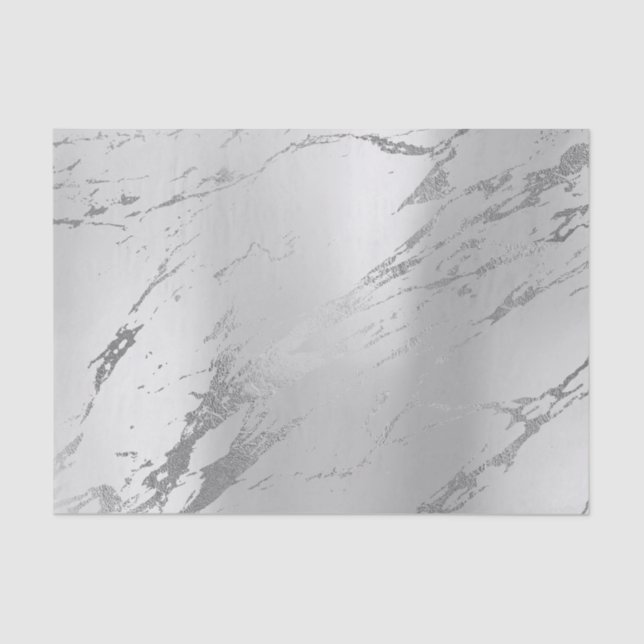 Monochrome Stone Silver Gray Metallic Marmor Seidenpapier (Vorderseite)