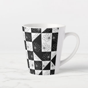 Monochrome Tafel und Blumenmuster für den Glamour Milchtasse