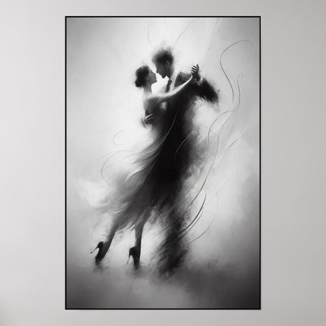Monochrome Tango-Embrace in Motion Poster (Vorne)