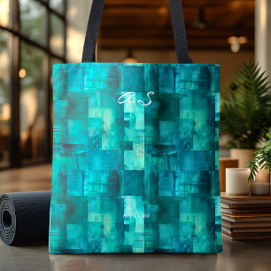 Monochrome Teal abstrakt personalisierte Tragetasc