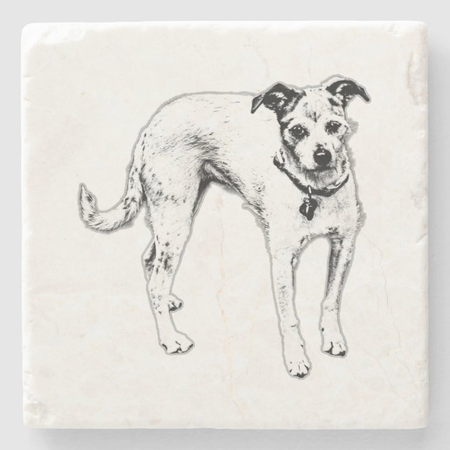 Monochrome Terrier Mix Drink Untersetzer (Vorderseite)