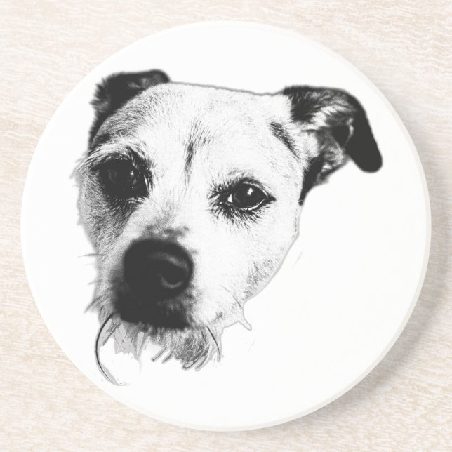 Monochrome Terrier Mix Face Untersetzer (Vorne)