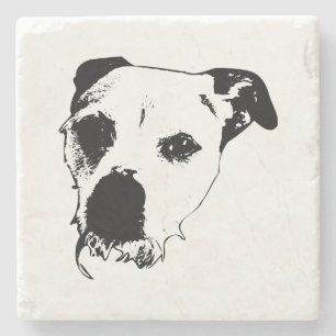 Monochrome Terrier Mix Nah-Up-Untersetzer Steinuntersetzer