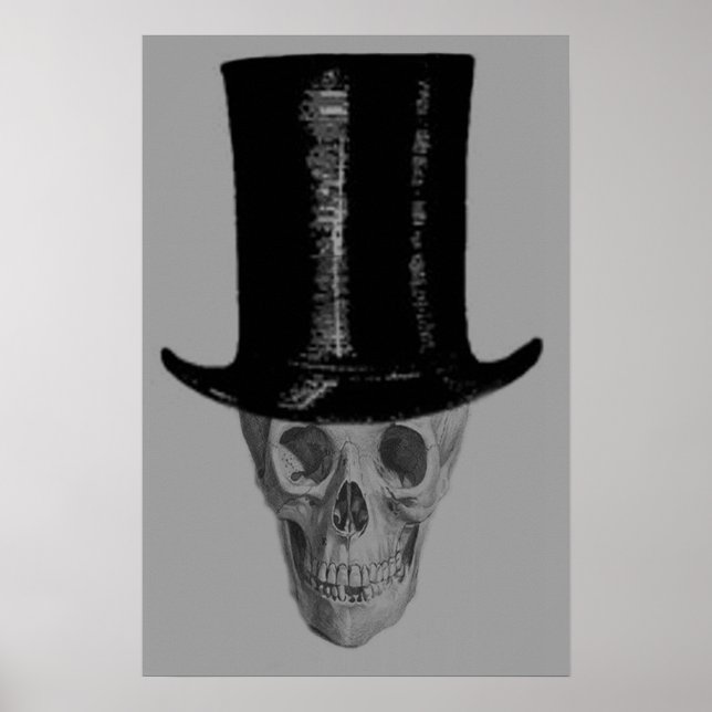 Monochrome-Totenkopf-Zylinder Poster (Vorne)