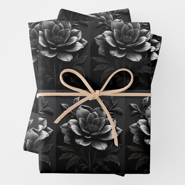 Monochrome Tree Elegance Wrapping Paper Geschenkpapier Set (Beispiel)