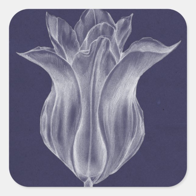 Monochrome Tulip III Quadratischer Aufkleber (Vorderseite)