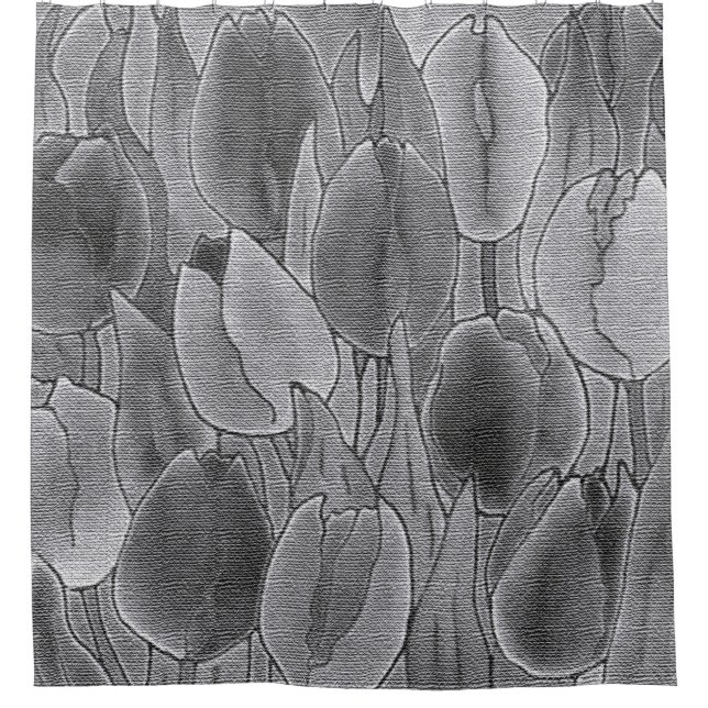Monochrome Tulips Design Duschvorhang (Vorderseite)