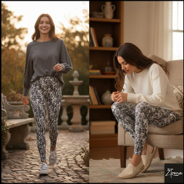 Monochrome Überfülltes Hundegesicht Rasse Muster Leggings