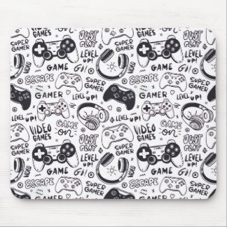 Monochrome Videospiel-Doodle-Mauspad Mousepad