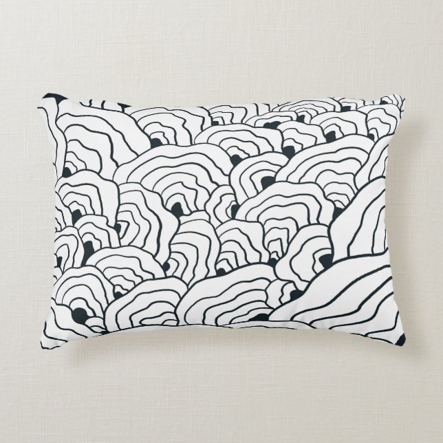 Monochrome Wave Pattern,  Modern Abstract Line Art Dekokissen (Vorderseite)