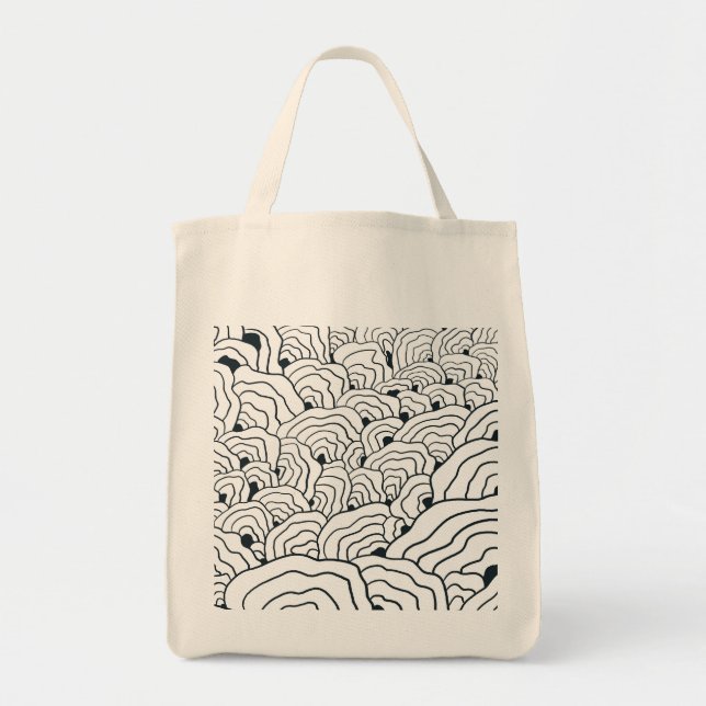 Monochrome Wave Pattern,  Modern Abstract Line Art Tragetasche (Vorne)