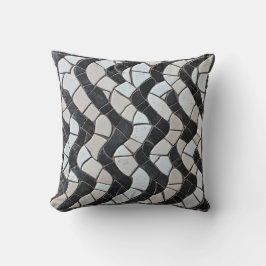 Monochrome Wave-Tile-Muster Kissen