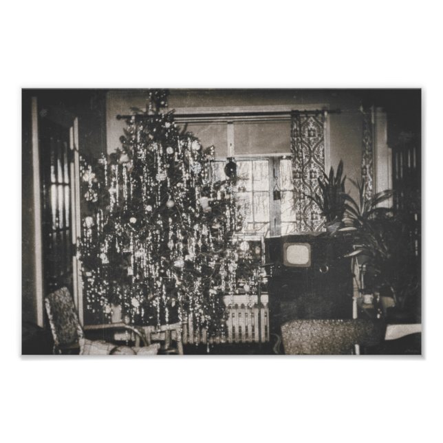 Monochrome Weihnachtsdekorationen für Vintage Feie Fotodruck (Vorne)