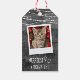 Monochrome Weihnachtsleuchten Rustikales zweiseiti Geschenkanhänger